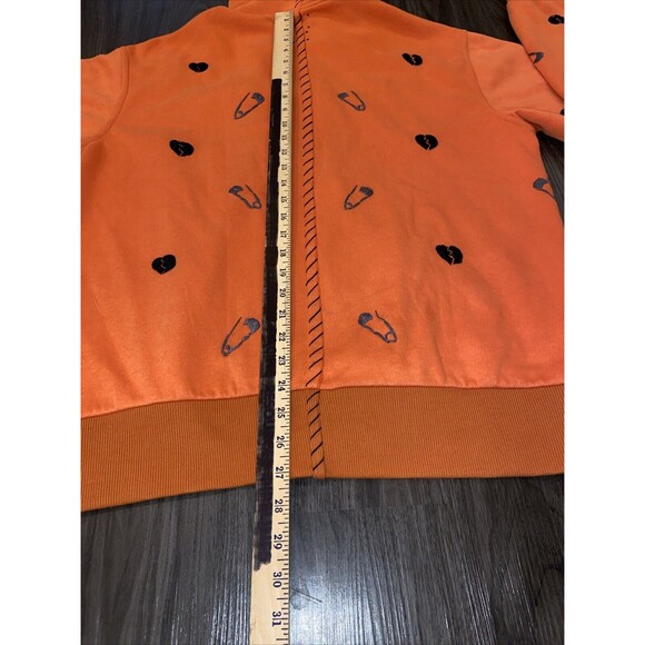 ONE 432 GOTHIC BLACKHEARTS & SAFETY PINS sweatshirt Orange Black Gray size XL - Picture 12 of 12